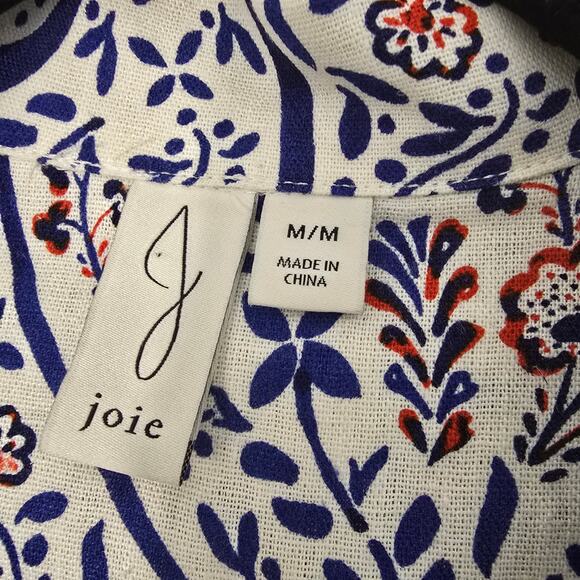 Joie Linen Blend Resort Top Cropped Palm Tree Tropical Top Boxy Size M - Picture 4 of 7